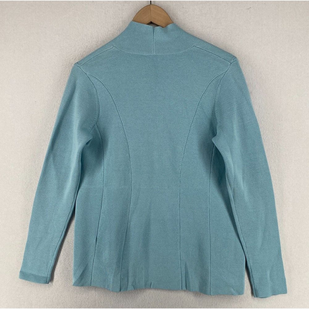 EILEEN FISHER Cardigan S Silk Organic Cotton Interlock Blazer Open Front Blue - Picture 3 of 15